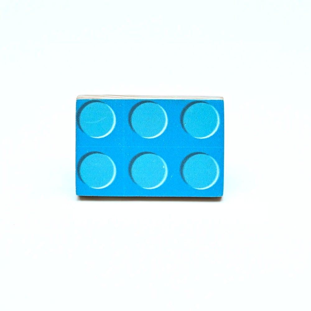 Handmade Pine Wood Blue LEGO-Inspired Knob for Kids